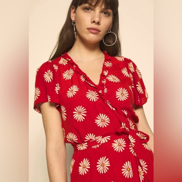 MADEWELL Ruffle-Edge Wrap Midi Dress in Daisy Daydream XS EXCELLENT CONDITION - Picture 2 of 6